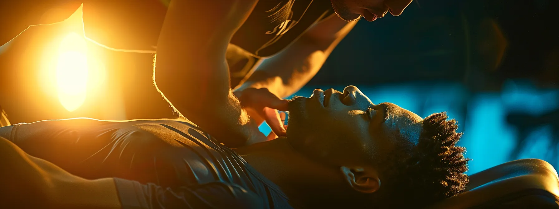 an athlete receiving a chiropractic adjustment before a sports competition.