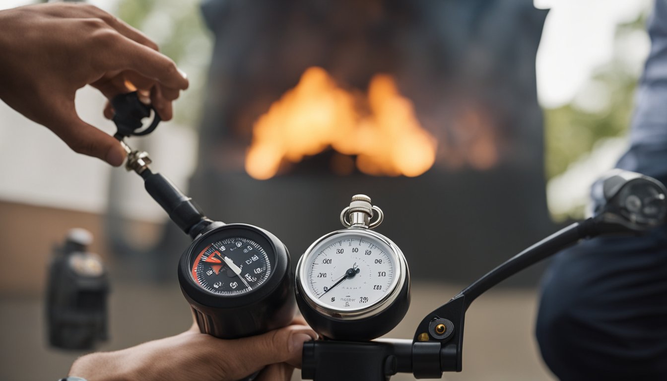 Person demonstrating how to use a fire extinguisher